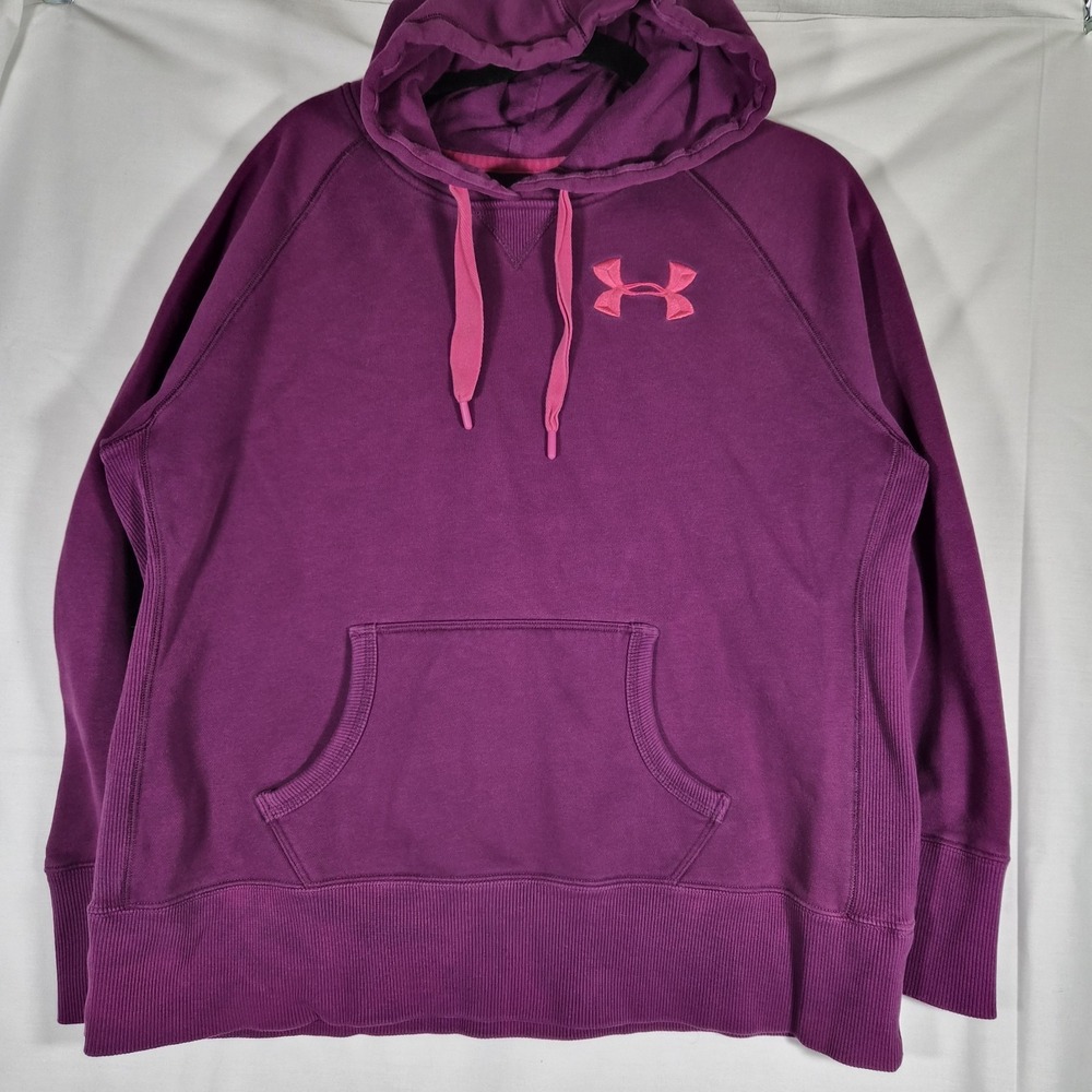 Under Armour Charged Cotton‎ Storm Hoodie Women's Large Purple Pink ColdGear...